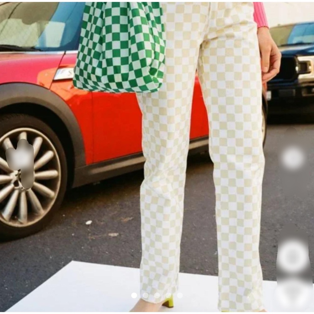 Kokomo Light Yellow White Checkered Jeans Holiday the Label By Emma Mulholland S